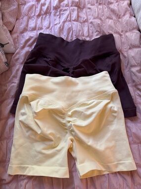 Yellow and Dark Brown Biker Shorts